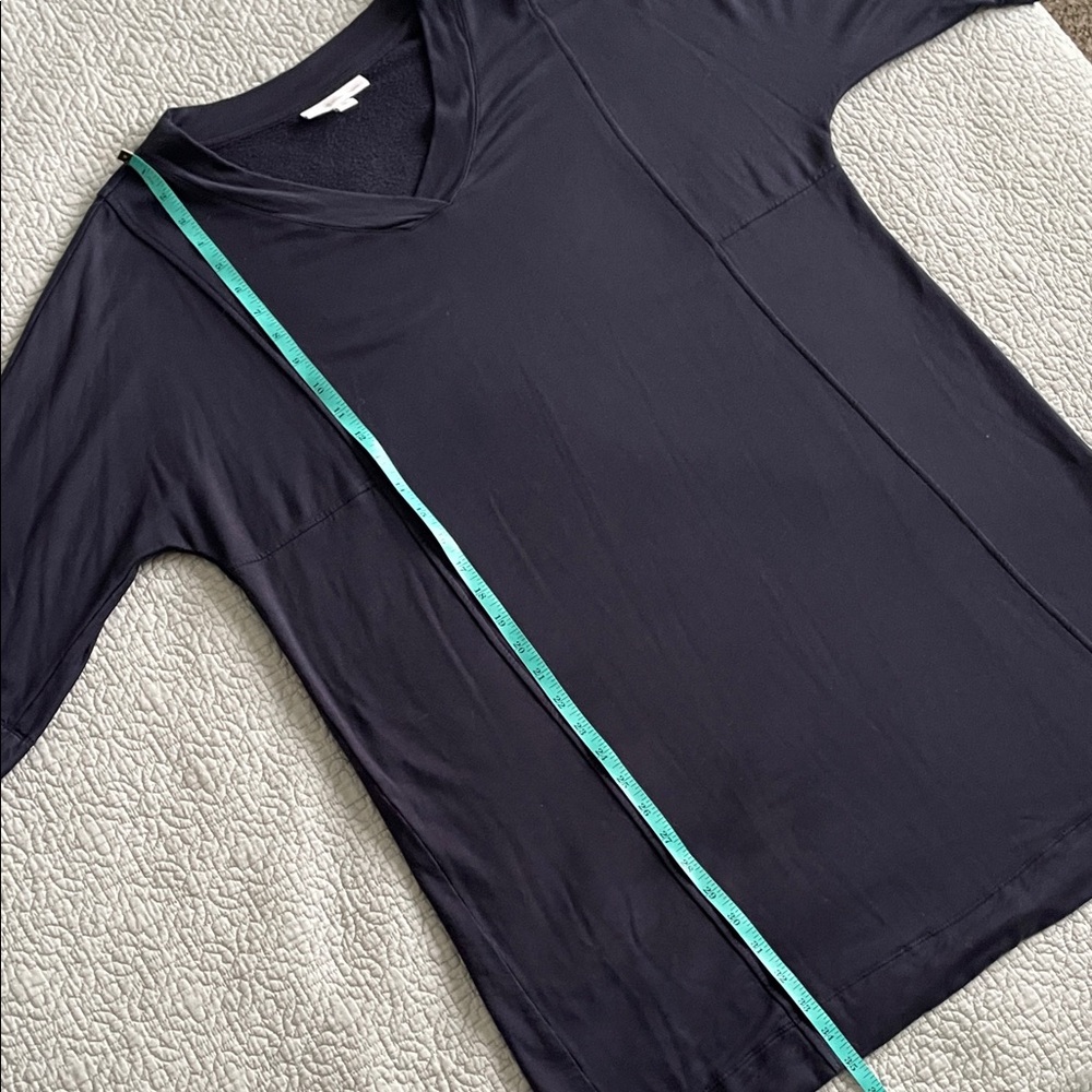 J. Jill Navy Blue Tranquility Fleece V-Neck 3/4 Sleeve Popover Dress Comfort - Picture 7 of 10